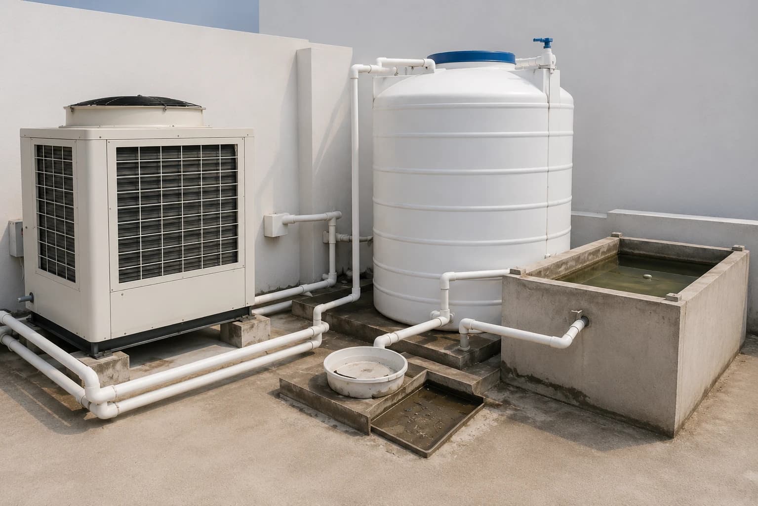 Cooling units and water storage systems