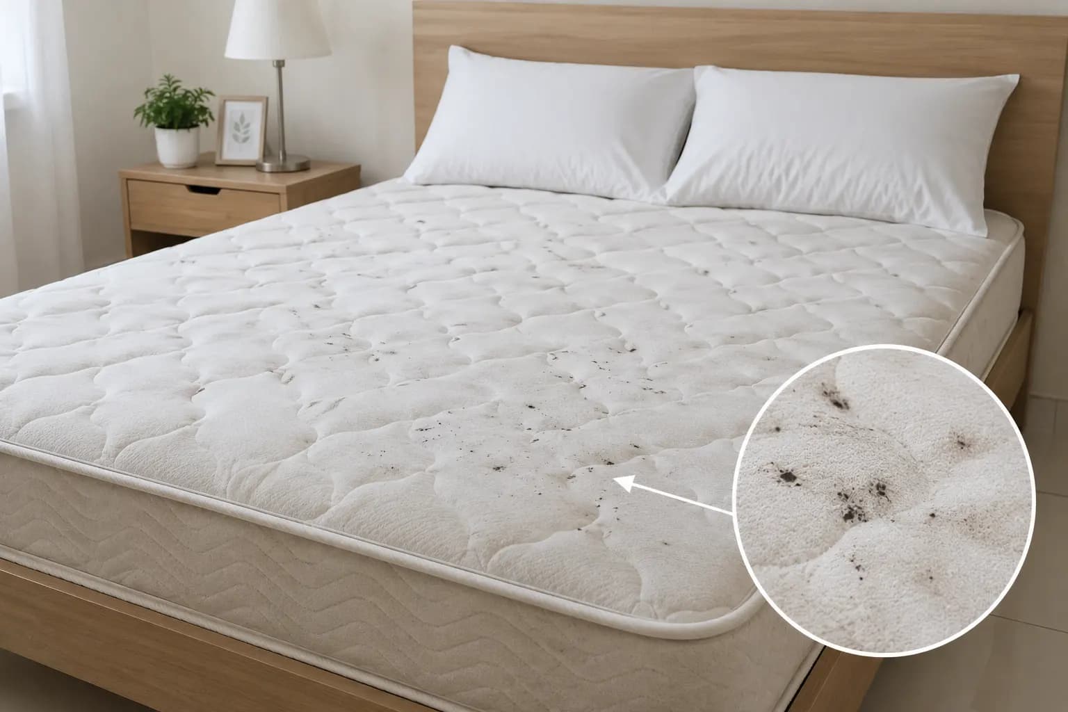 Dark stains on mattresses or furniture