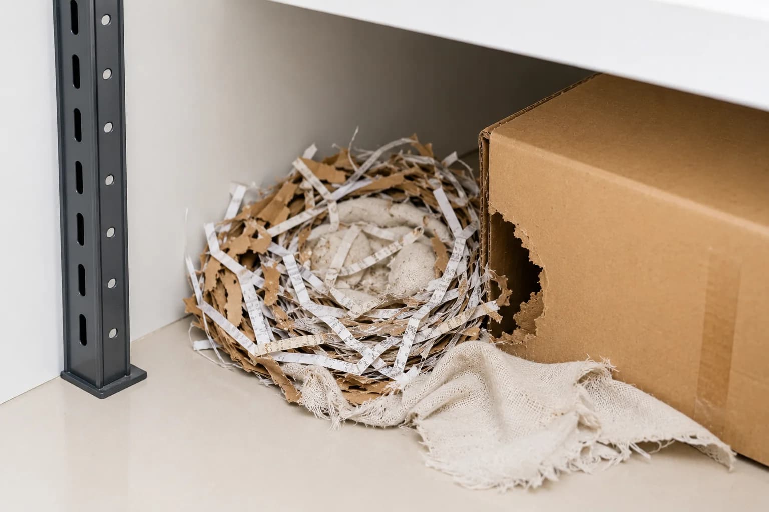 Nesting materials such as paper, cardboard, or fabric