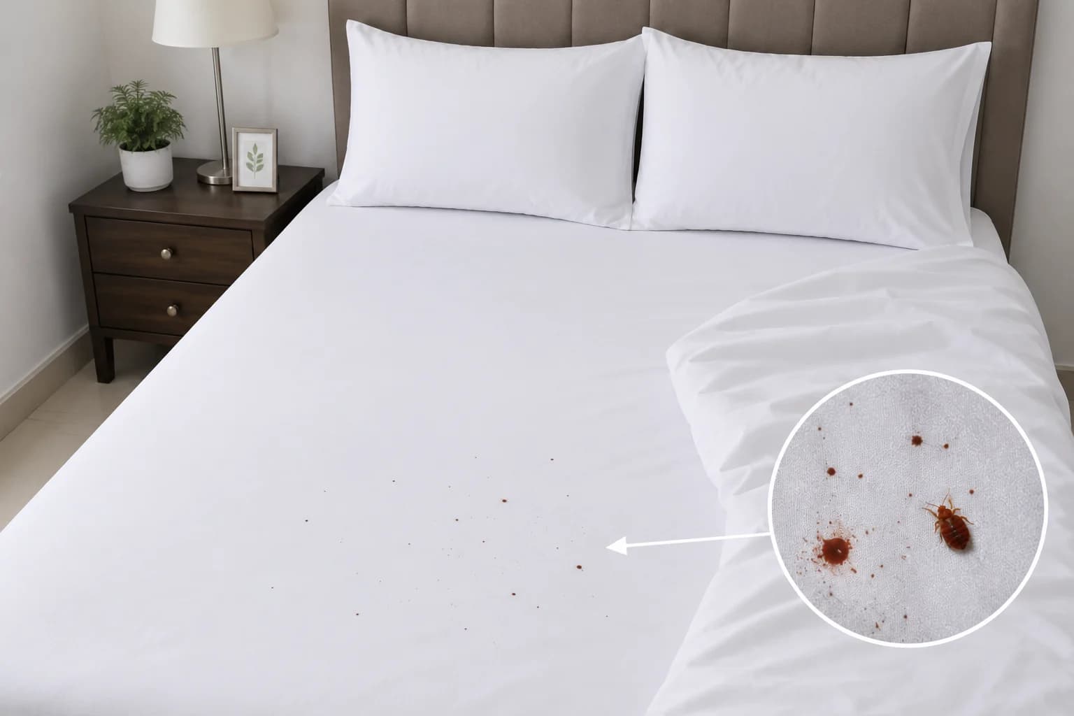 Small blood spots on bedsheets