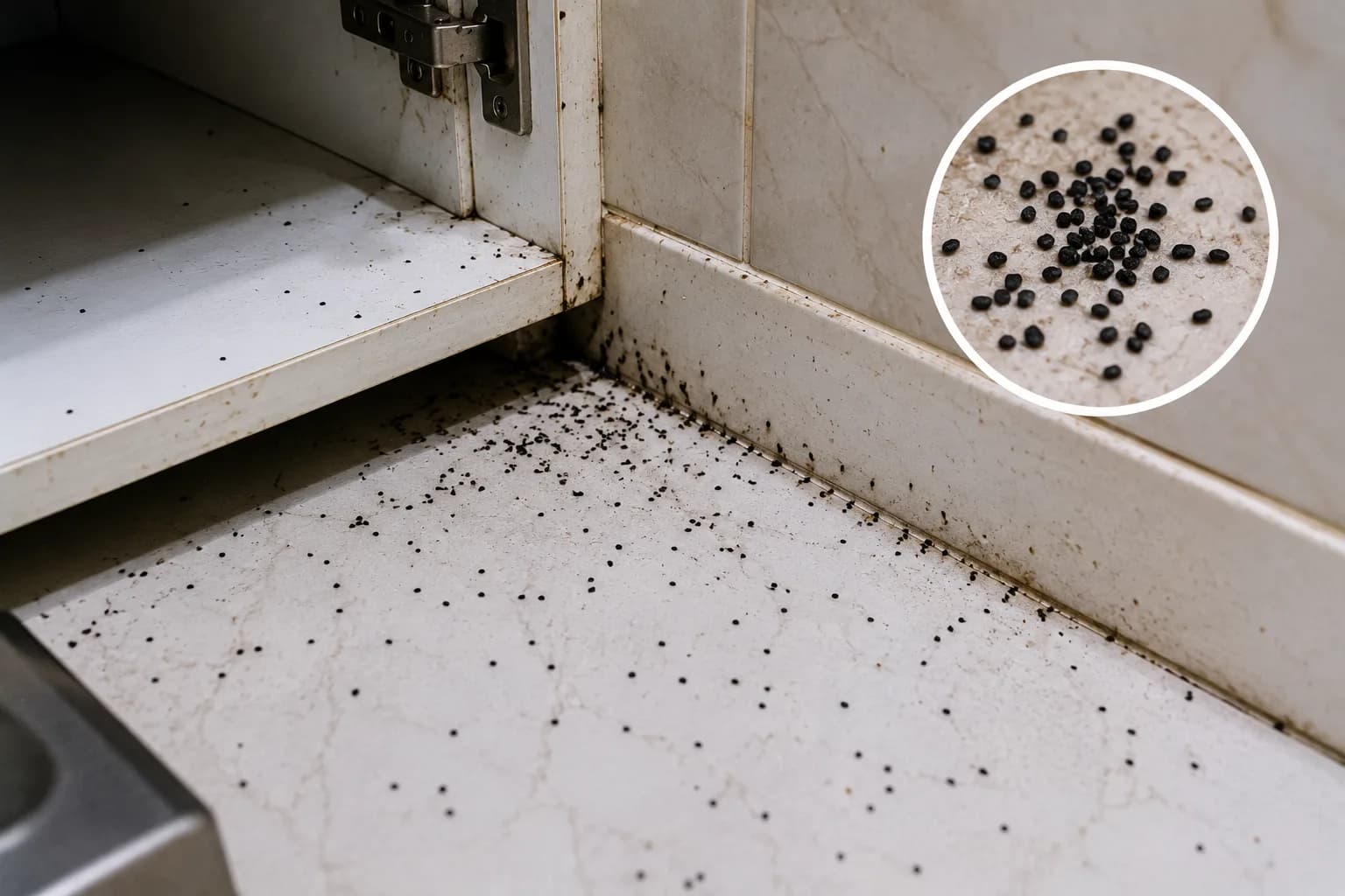 Cockroach droppings resembling black pepper