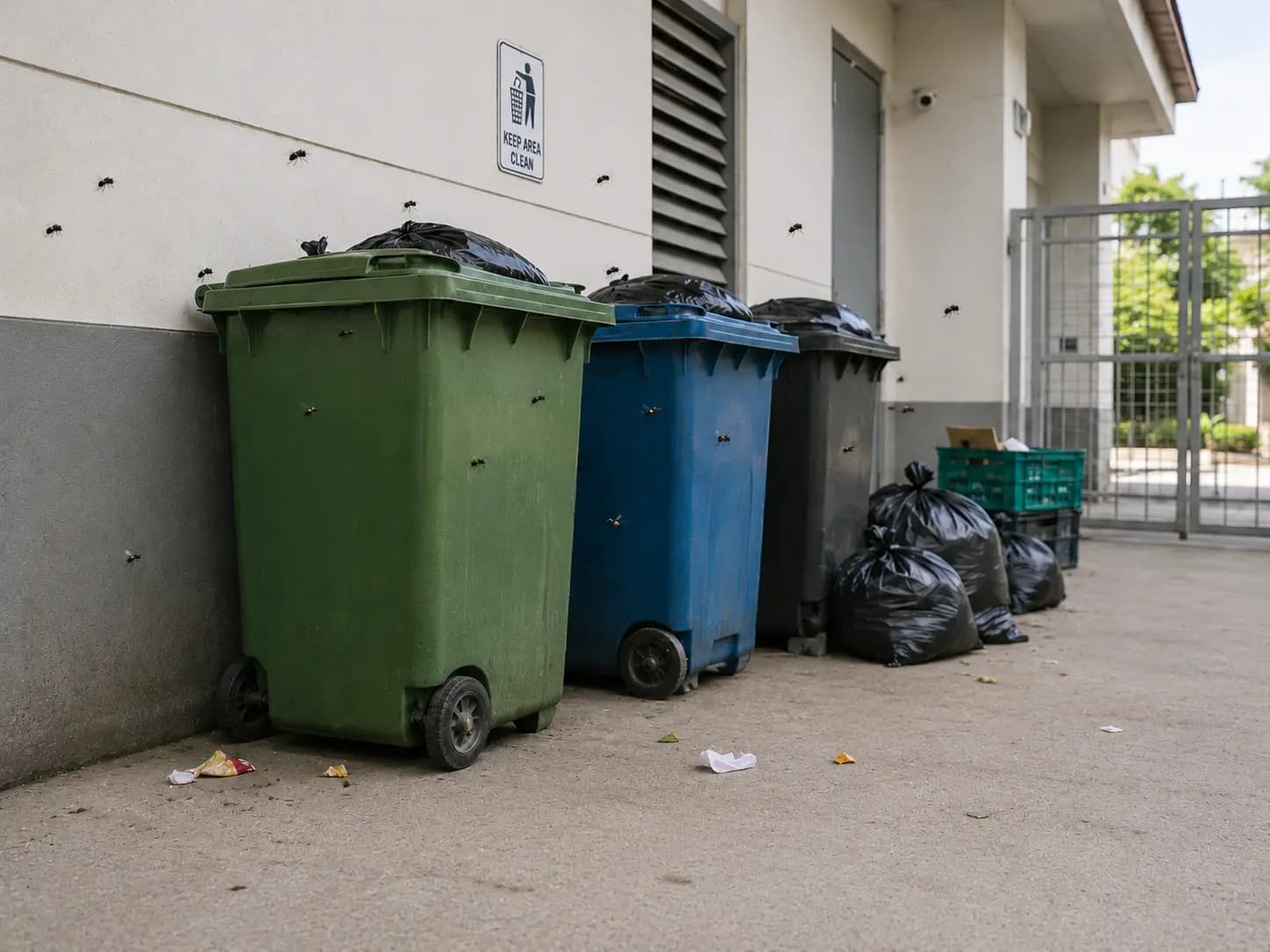 Fly breeding near garbage zones